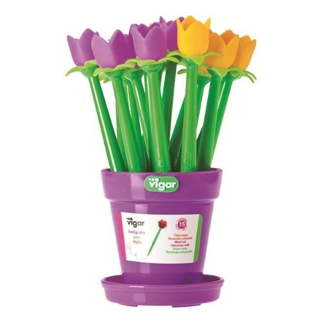 Pot de 15 Stylos Tulipe 2 couleurs