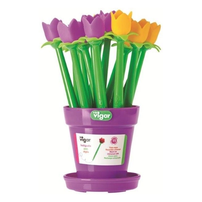 Pot de 15 Stylos Tulipe 2 couleurs