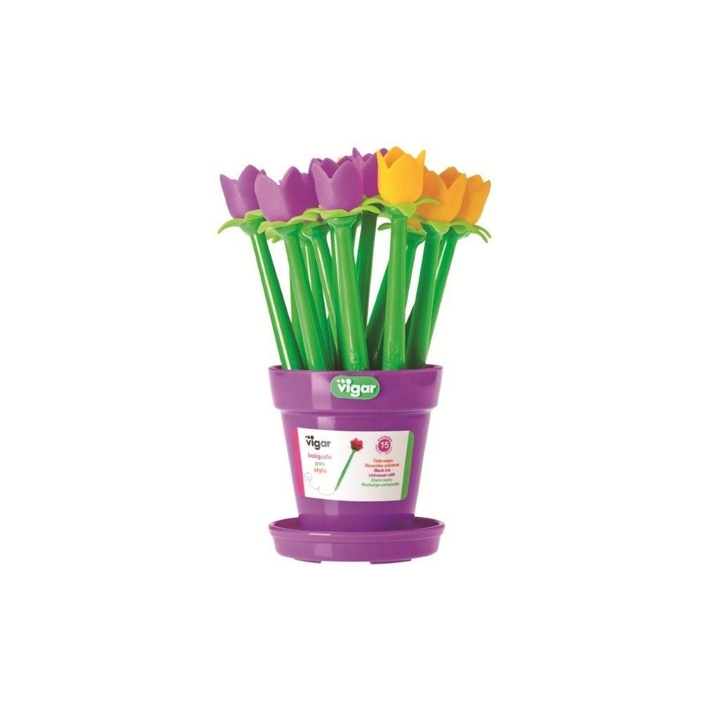 Pot de 15 Stylos Tulipe 2 couleurs