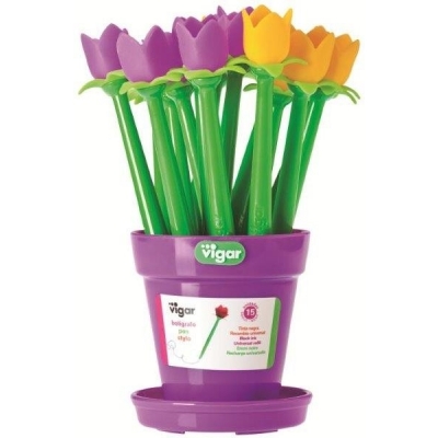 Pot de 15 Stylos Tulipe 2 couleurs