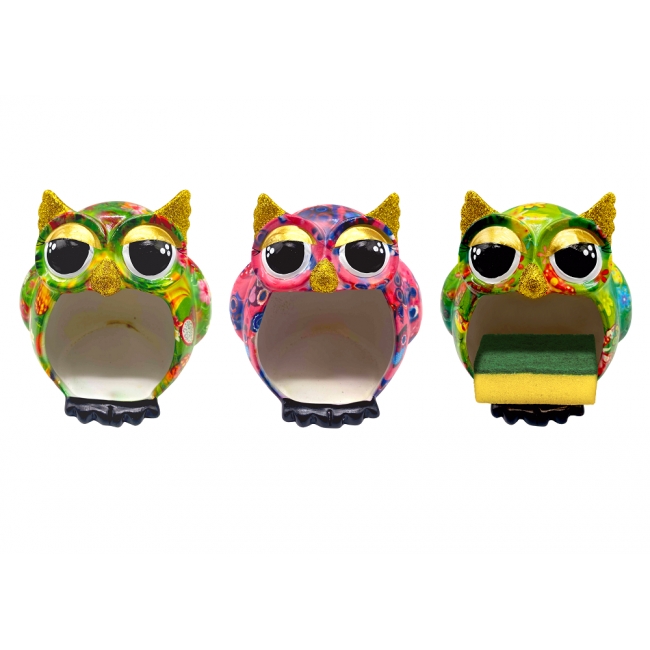 PORTE EPONGE HIBOU OLIVE- M...