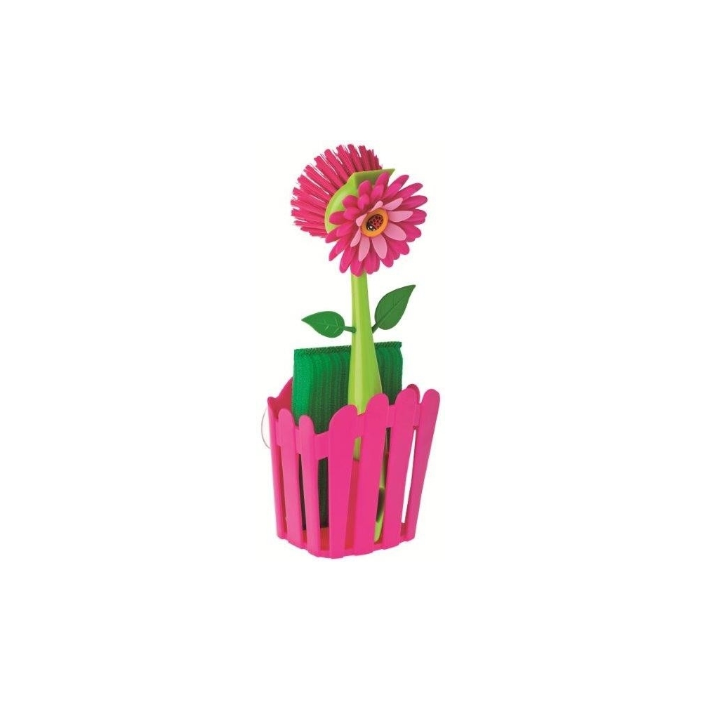 Set Porte Eponge+Brosse Ventouse Rose