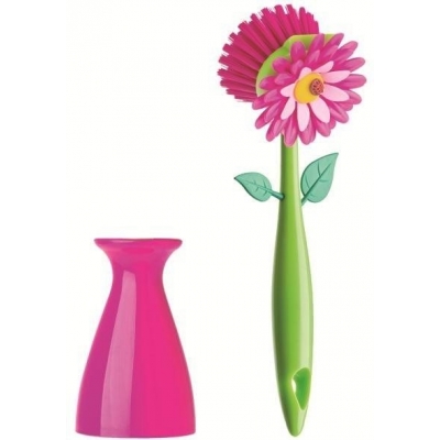 Brosse Vaisselle +  Support Vase Rose