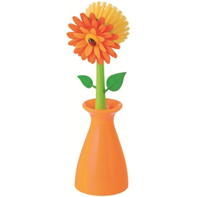 Brosse Vaisselle +  Support Vase Orange