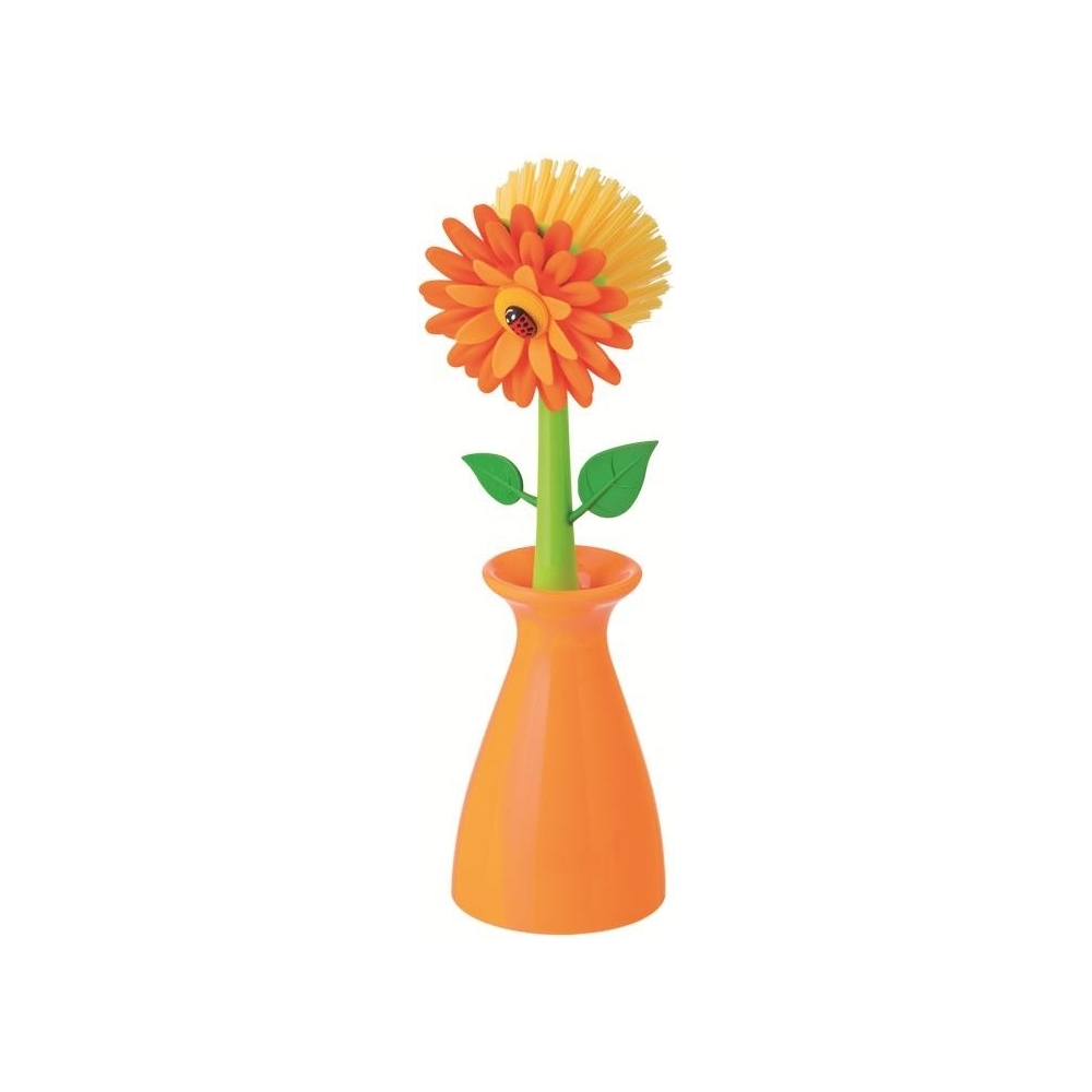 Brosse Vaisselle +  Support Vase Orange