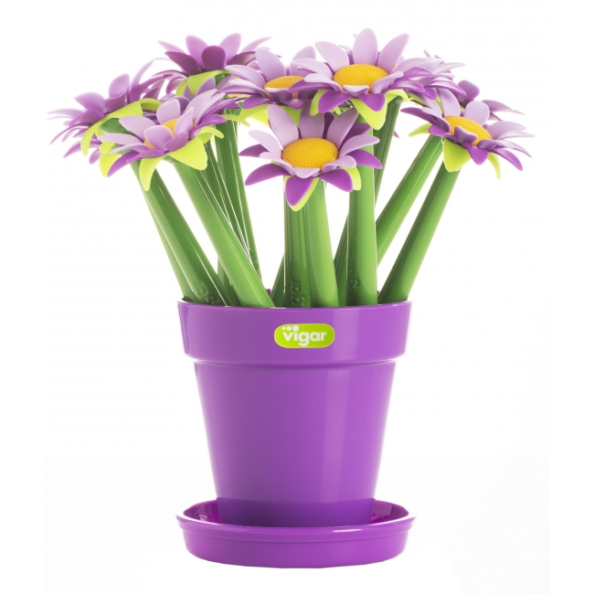 Pot de 15 Stylos Marguerites Violettes