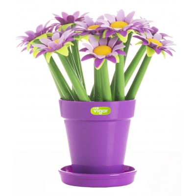 Pot de 15 Stylos Marguerites Violettes