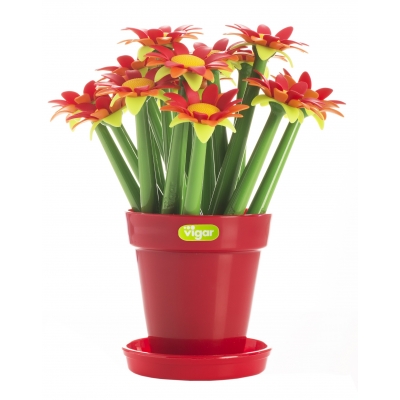 Pot de 15 Stylos Marguerites Rouges