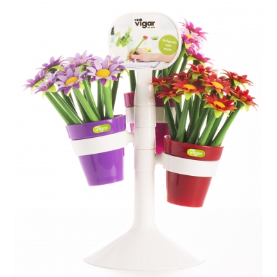 Présentoir 45 Stylos Marguerites panachées