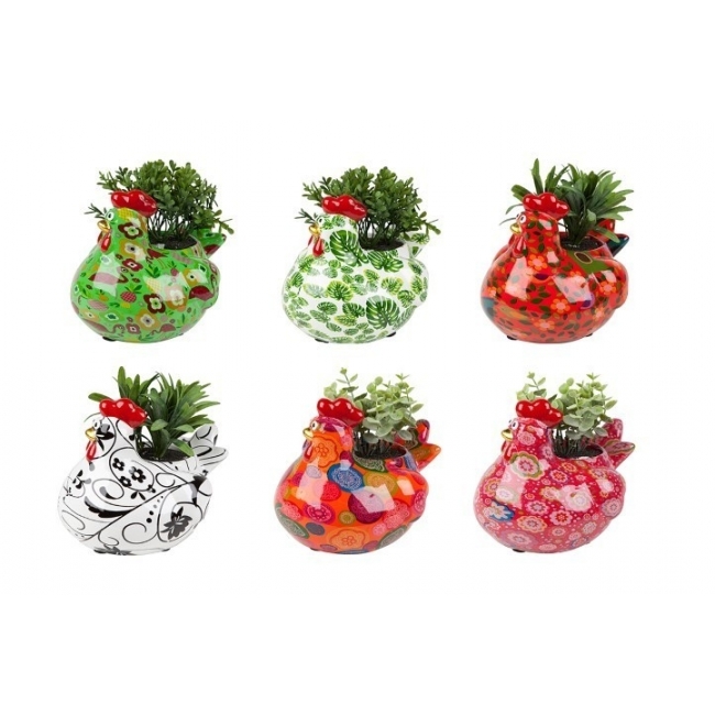 CACHE POT BLOOMING POULE ALICE - M -6 ASSORTIS